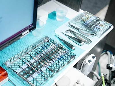 tray of tools used in preventive dentistry treatments